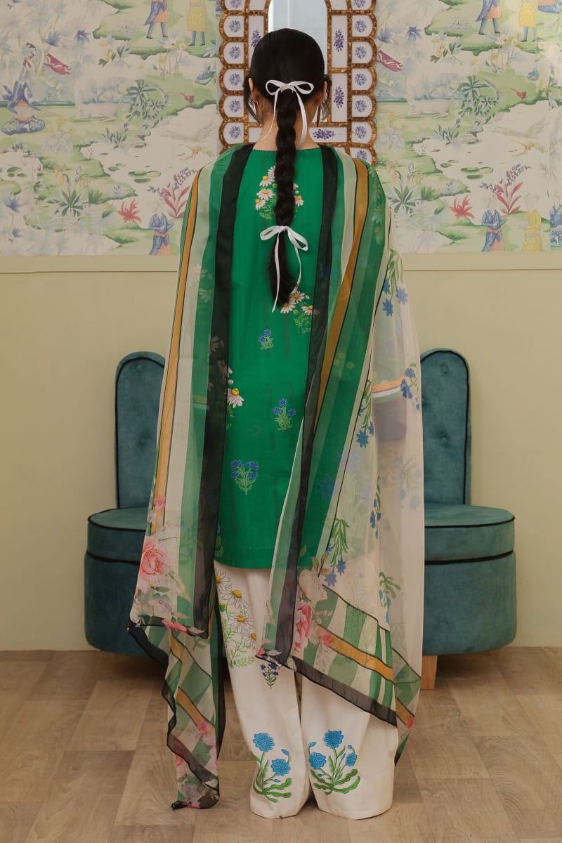 SR-CO498 Digital Printed 3Pc Unstitched Lawn Suit With Digital Printed Monar Dupatta