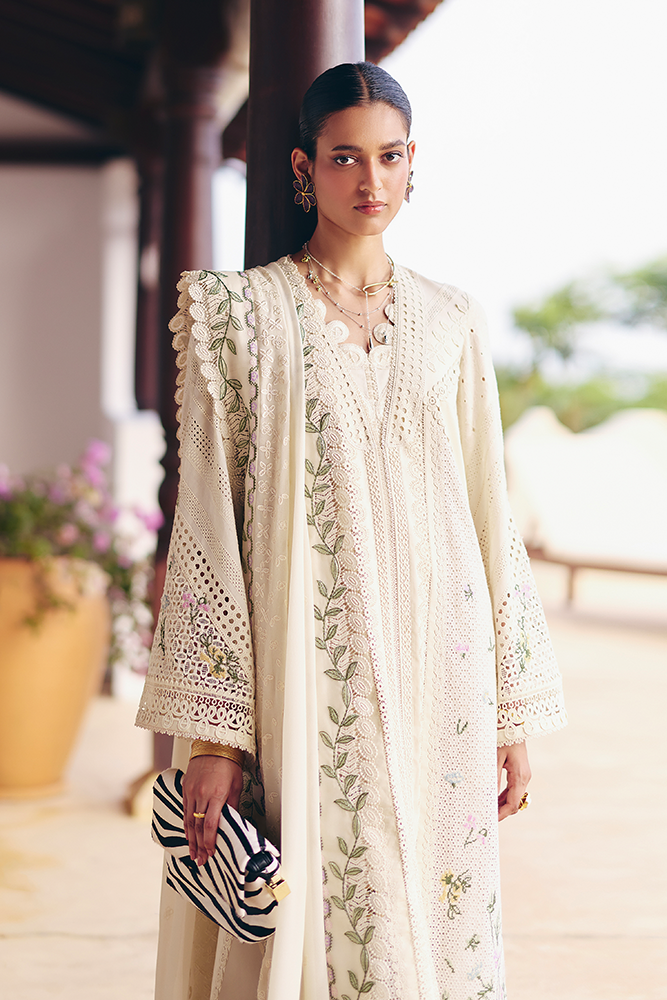 SUFFUSE-3PC LAWN CHIKAANKARI EMBROIDERED SHIRT WITH KHADDI NET EMBROIDERED DUPATTA AND TROUSER -BIC-4719