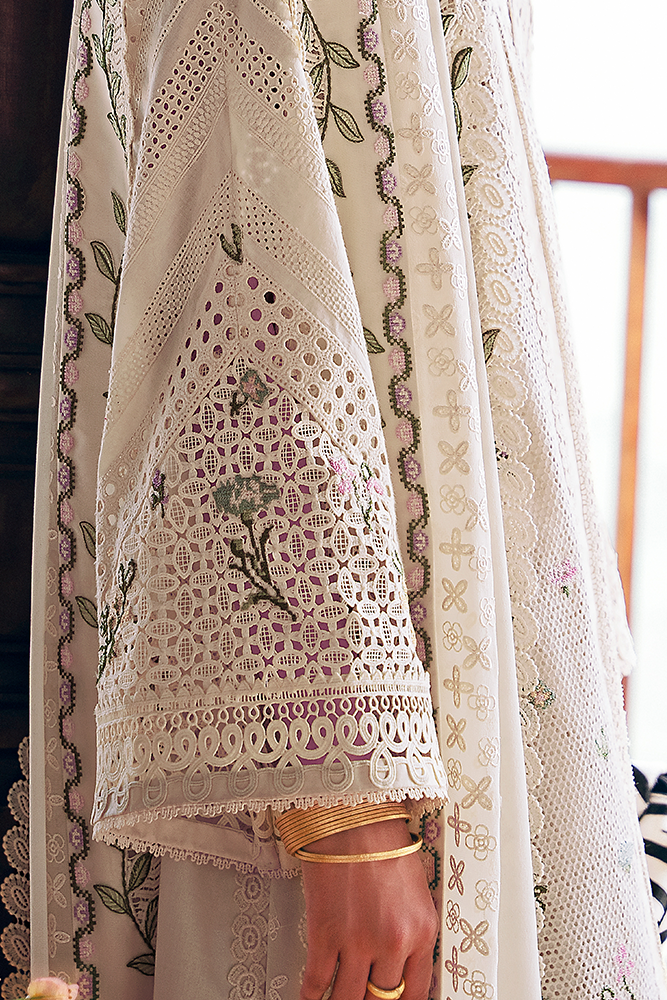 SUFFUSE-3PC LAWN CHIKAANKARI EMBROIDERED SHIRT WITH KHADDI NET EMBROIDERED DUPATTA AND TROUSER -BIC-4719