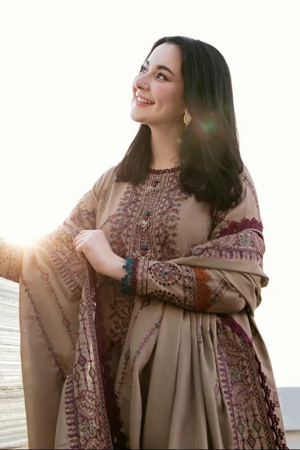 SR-FL895 Unstitched Heavy Embroidered Dhanak Suit With Embroidered Dhanak Shawl