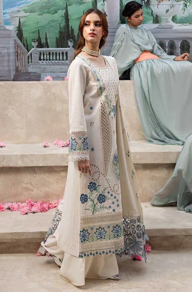 SR-MR2730 Lawn Unstitched Embroidered 3pc Suit With Lawn Embroidered Dupatta
