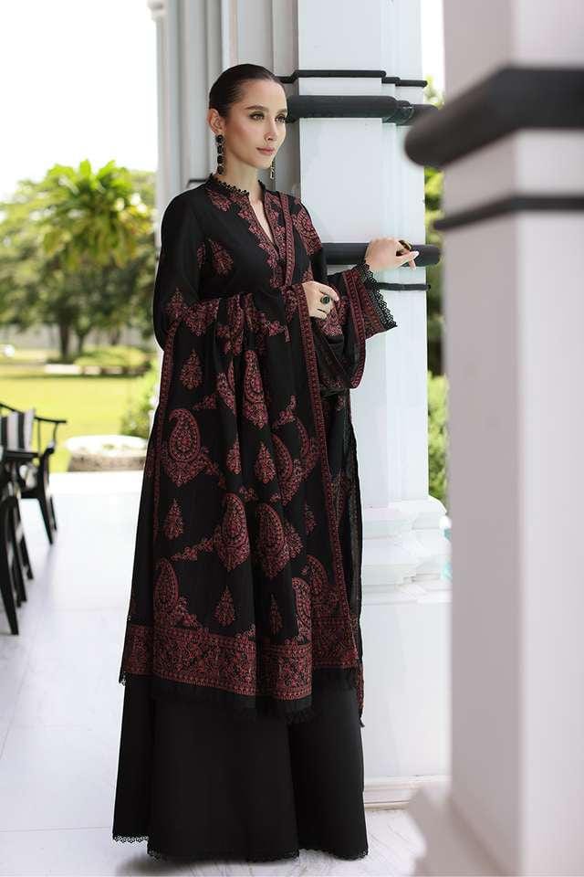 SR-SP565 Unstitched Heavy Embroidered Dhanak Suit With Embroidered Dhanak Shawl