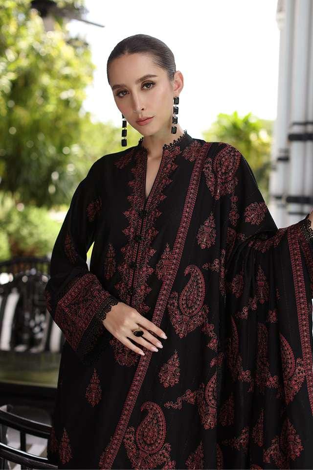 SR-SP565 Unstitched Heavy Embroidered Dhanak Suit With Embroidered Dhanak Shawl