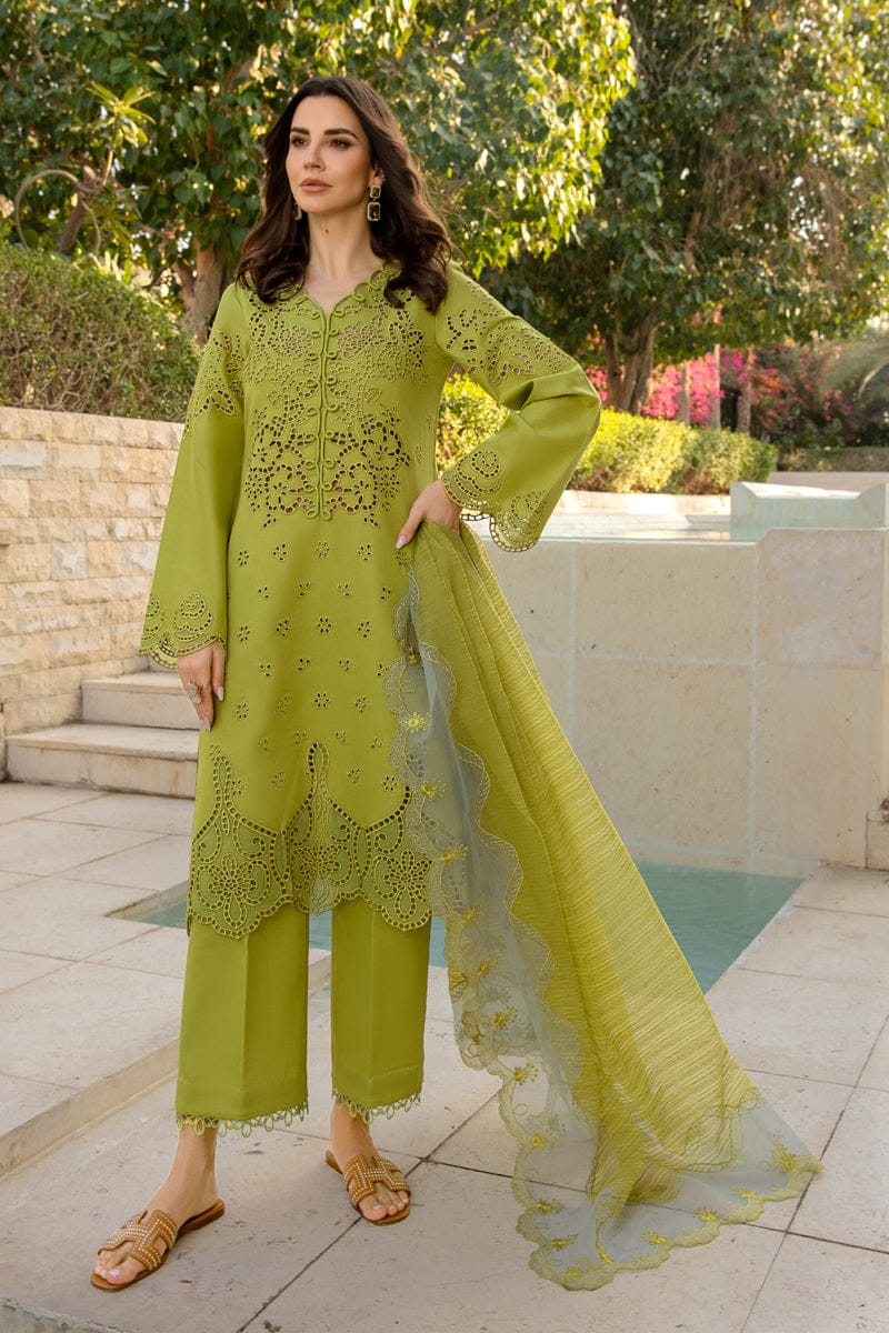 SR-RR2780 Lawn Unstitched Chikenkari 3pc Suit With Cotton Net Embroidered Dupatta