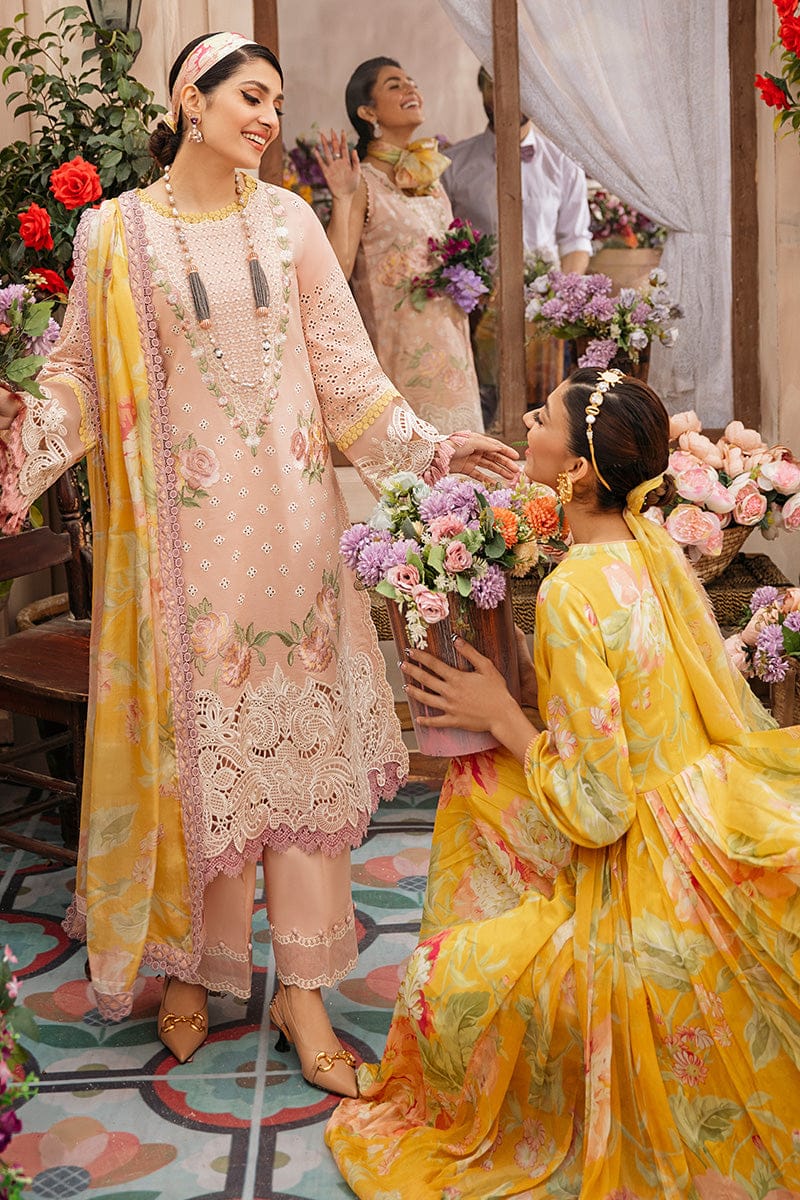 SR-MS22 Embroidered Unstitched 3Pc Chikenkari Lawn Suit With Silk Printed Dupatta