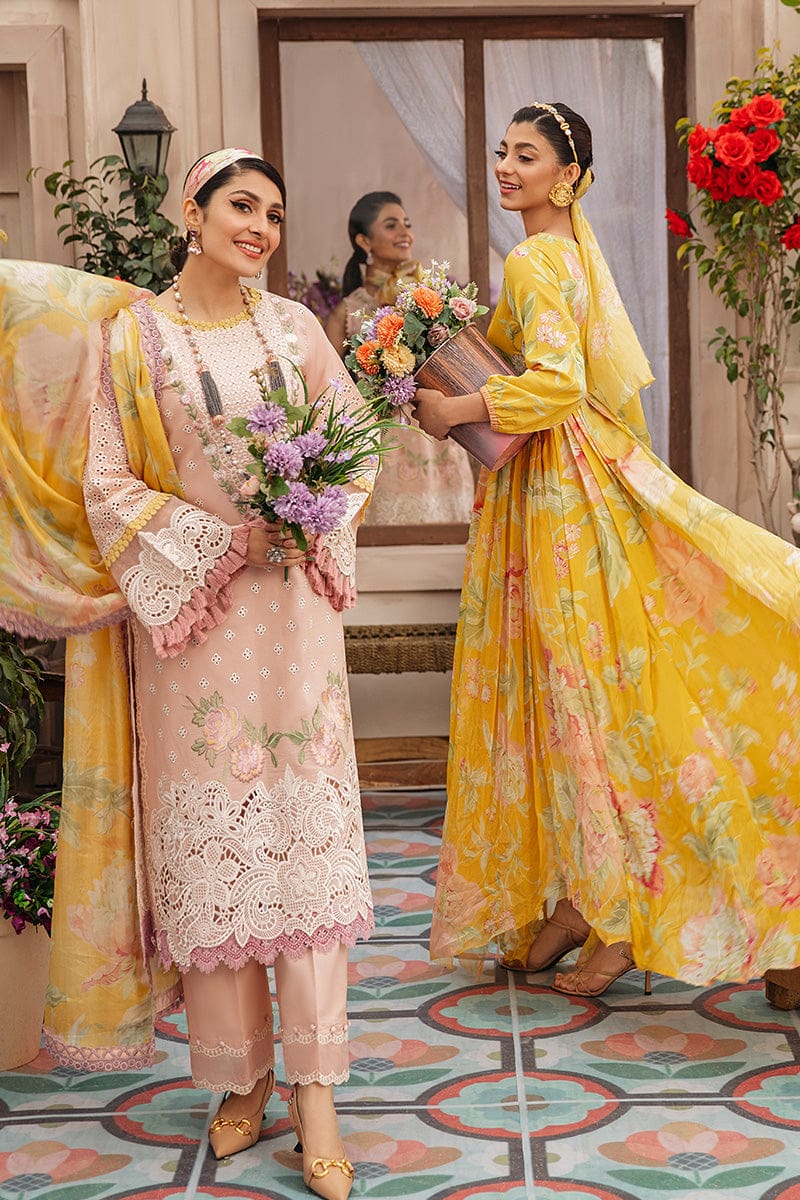 SR-MS22 Embroidered Unstitched 3Pc Chikenkari Lawn Suit With Silk Printed Dupatta