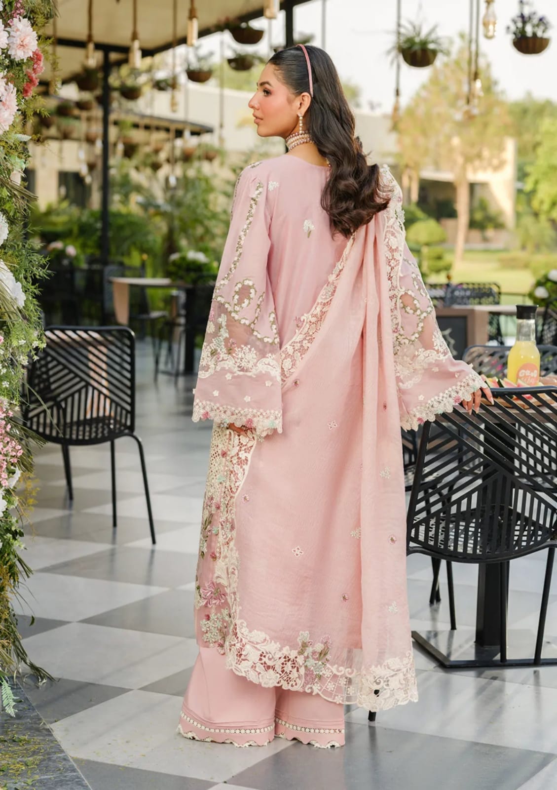SR-EL2710 Lawn Unstitched Embroidered 3pc Suit With Cotton Net Embroidered Dupatta