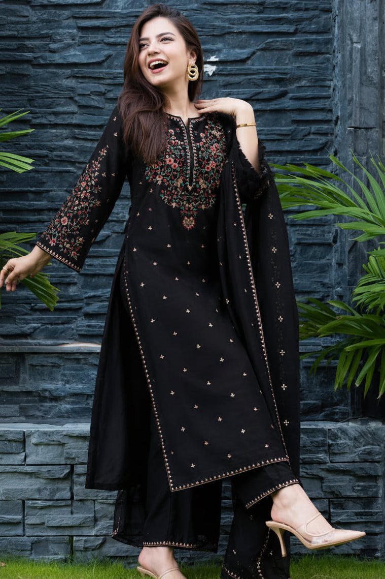SRBT2800 HIGHLY RECOMMENDED Unstitched Fully Embroidered Lawn Suit With Embroidered Bamber Chiffon Dupatta