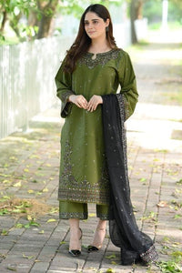 SR-89333 Lawn Embroidered 3pc Suit With Bamber Chiffon Embroidered Dupatta