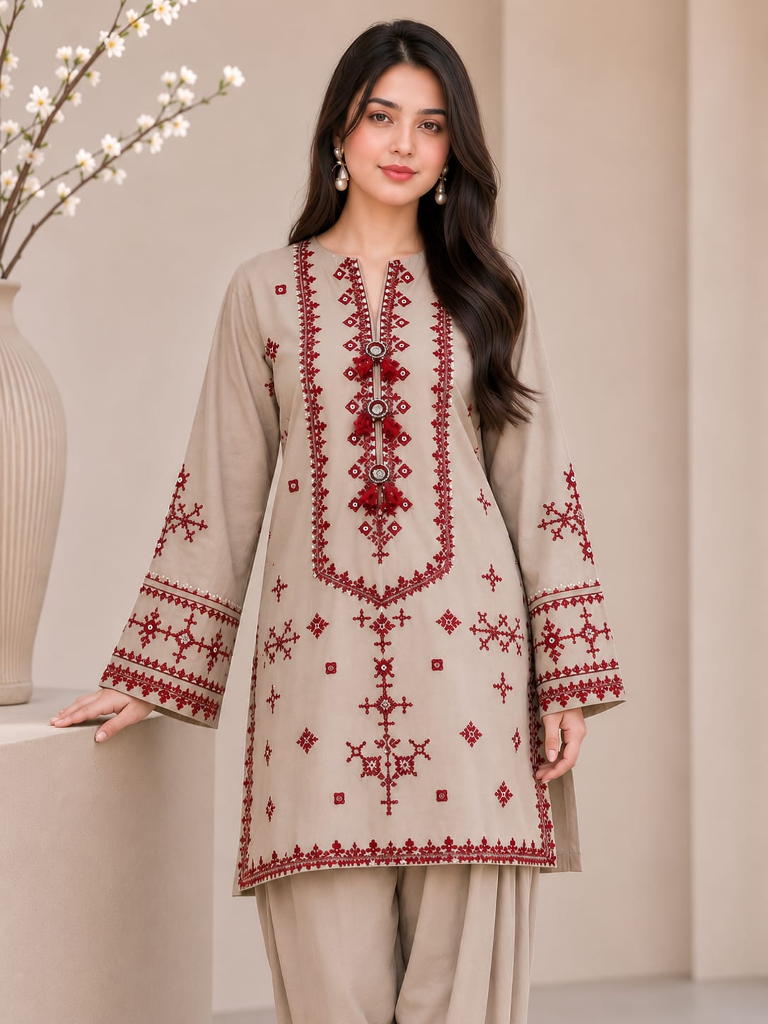 SR-MB2820 Lawn Fully Sequence Embroidered 2pc Embroidered Trouser as well