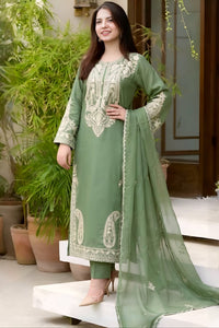 SR-MR2740 Unstitched Embroidered Lawn Suit 3pc With Organza Embroidered Dupatta