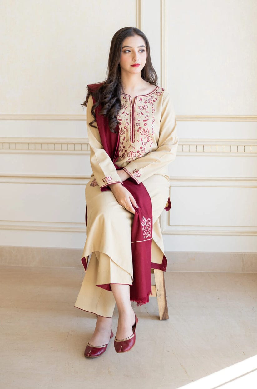 SR-AS25 Unstitched Fully Embroided Dhanak Suit With Dhanak Dupatta