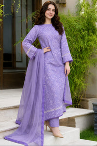 SR-BR2575 Unstitched Embroidered Lawn Suit 3pc With Bamber Chiffon Embroidered Dupatta