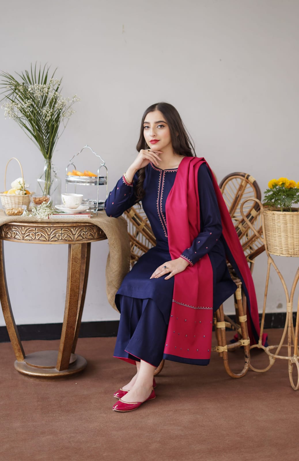 SR-1146 Unstitched Fully Embroided Dhanak Suit With Dhanak Dupatta