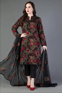 SR-BR345 Lawn Unstitched Embroidered 3pc Suit With Embroidered Bamber Chiffon Dupatta