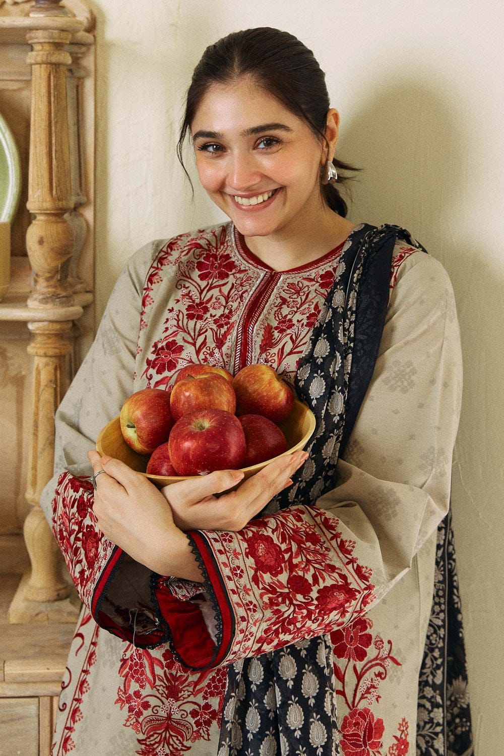 SR-57 Unstitched Fully Embroided Dhanak Suit With Wool Shawl