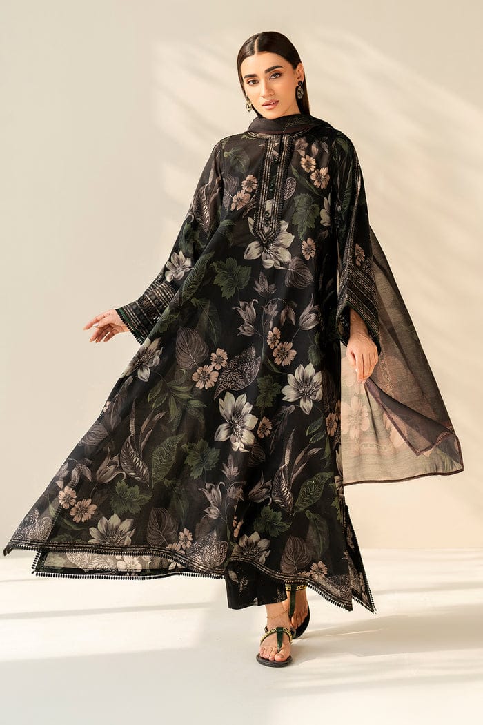 SR-BQ33 Digital Printed Khaddar Suit 3pc with Khaddar Digital Printed Dupatta & Embroidered Patches