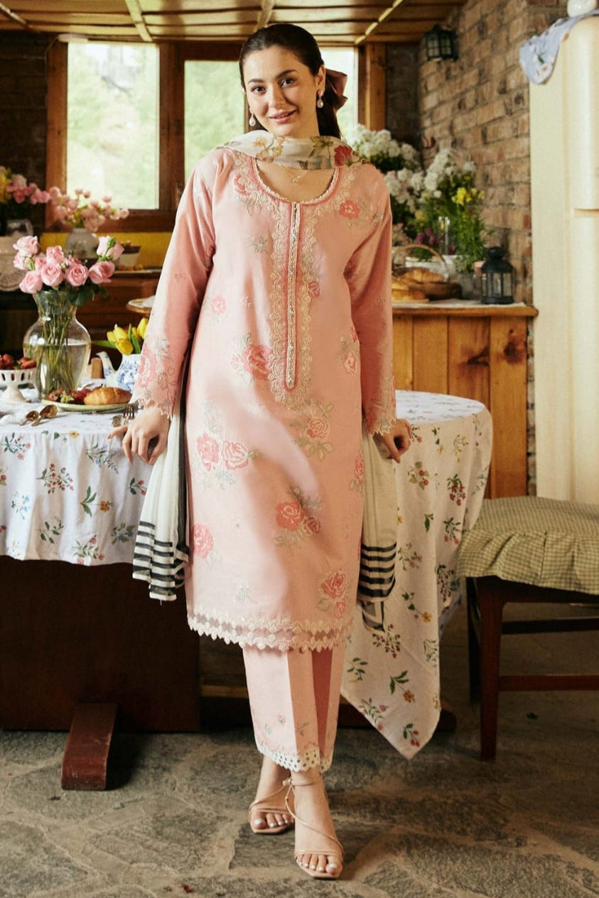 SR-ZS2620 Lawn Embroidered Suit 3pc With Silk Digital Printed Dupatta