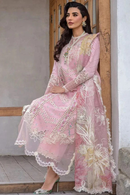 SR-CM2600 Lawn Unstitched 3pc Embroidered Suit With Embroidered Poly Lawn Dupatta