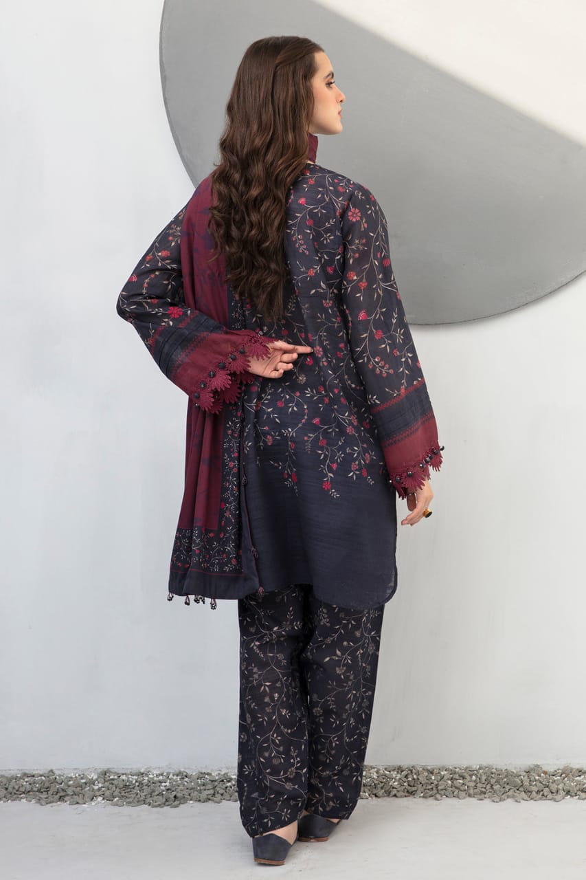 SR-BQ406 Digital Printed Khaddar 3Pc Suit With Digital Printed Khaddar Dupatta