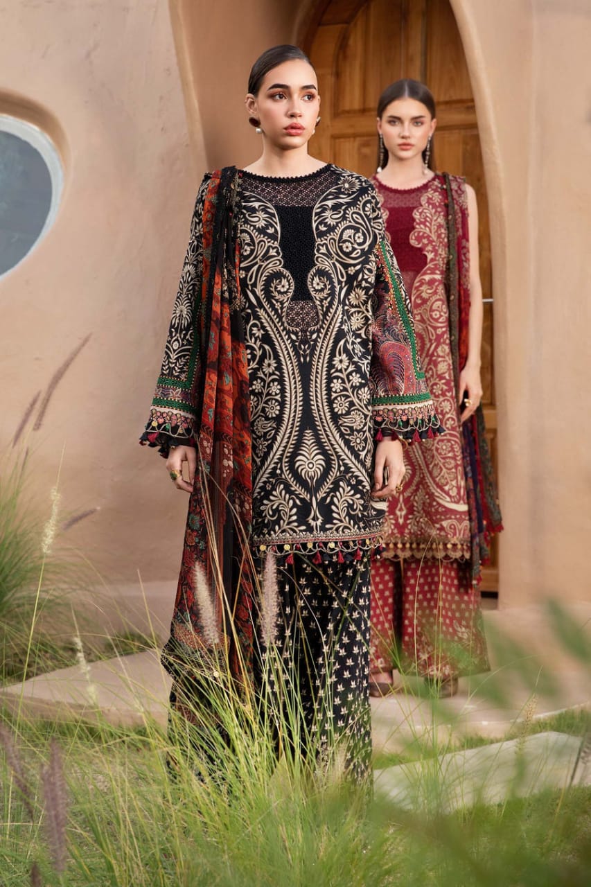 SR-MB466 Unstitched Digital Printed Lawn Suit 3pc With Voil Lawn Digital Printed Dupatta & Embroidered Patches