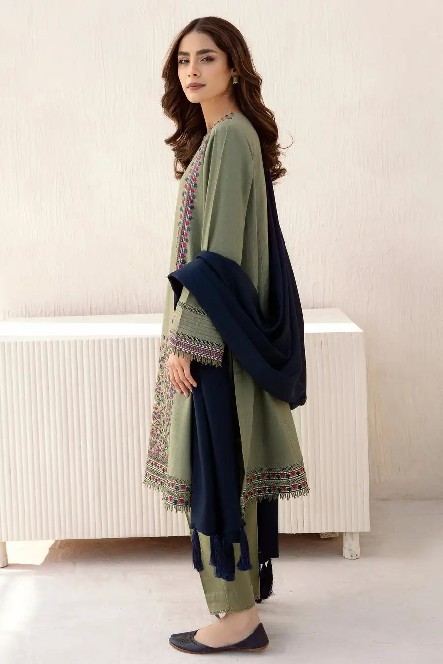 SR-JZ710 Unstitched Fully Embroided Dhanak Suit With Dhanak Dupatta
