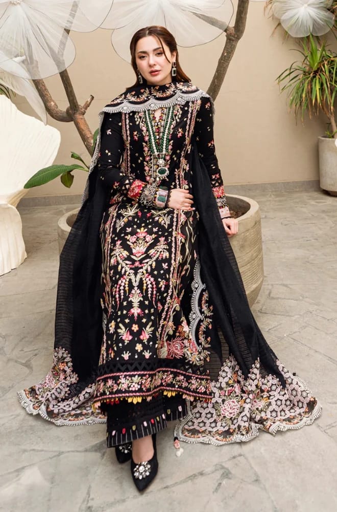 SR-QL2655 Unstitched Heavy Embroidered Dhanak Suit With Bamber Chiffon Embroidered Dupatta