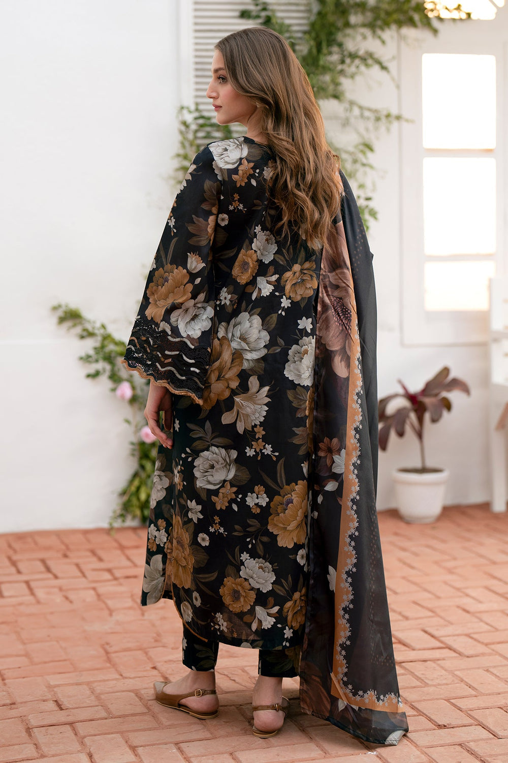 SR-02 Unstitched  Digital Printed Lawn Suit 3pc with Lawn Digital Printed Dupatta & Embroidered Patches