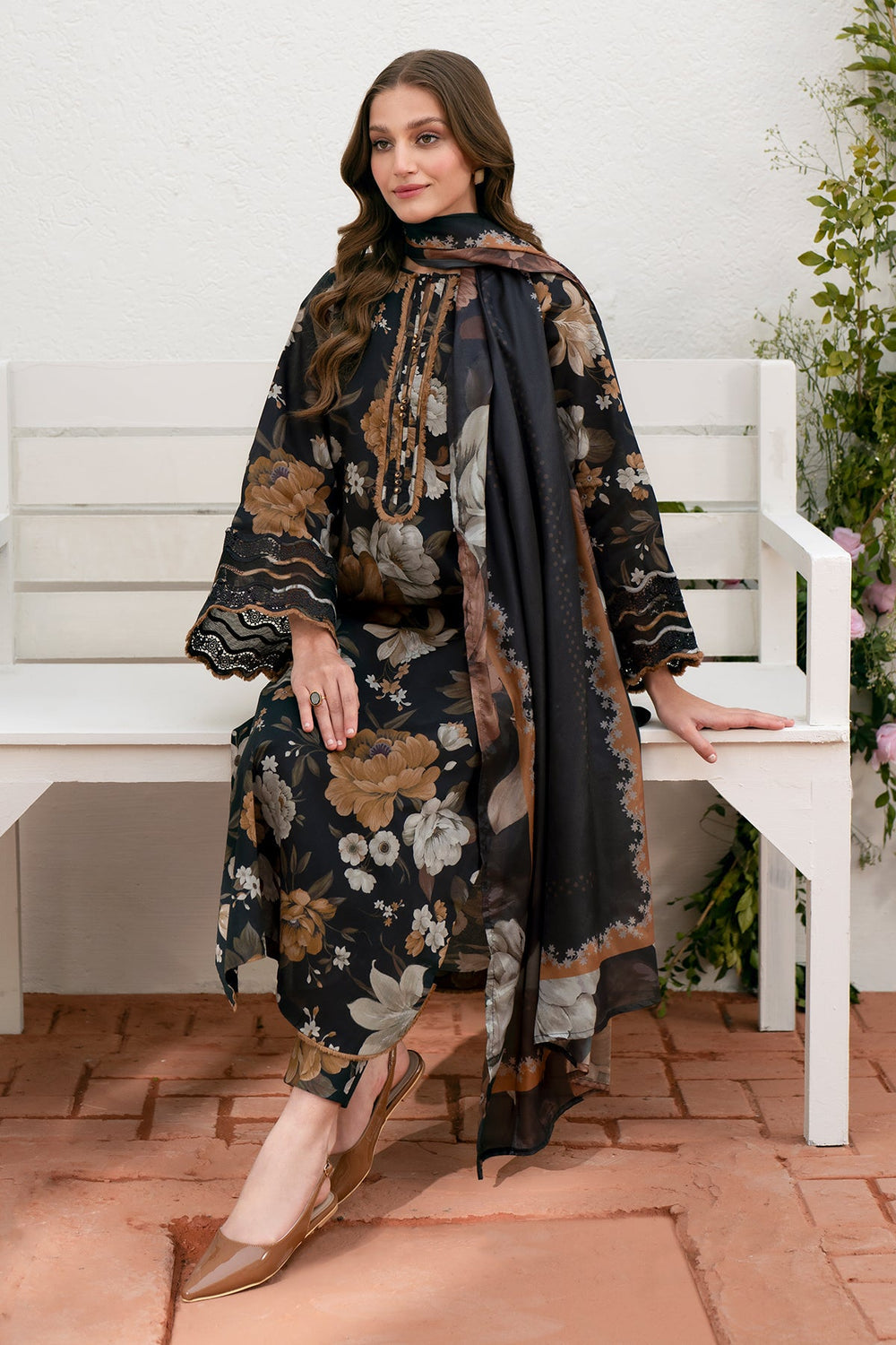 SR-02 Unstitched  Digital Printed Lawn Suit 3pc with Lawn Digital Printed Dupatta & Embroidered Patches