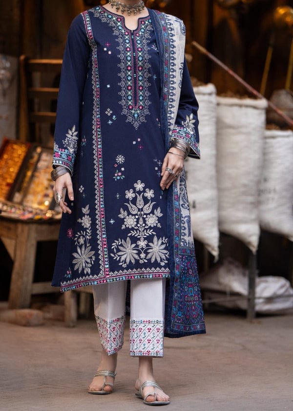 SR-AK905 Dhanak Embroidered Suit With Digital Printed Woolen Shawl