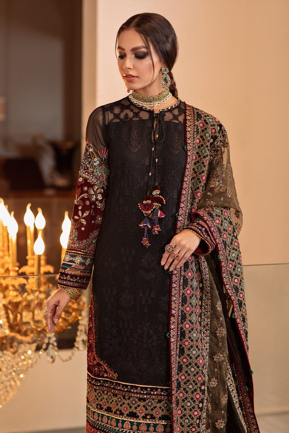 SR-BQ14 Lawn Unstitched Embroidered 3pc Suit With Organza Embroidered Dupatta