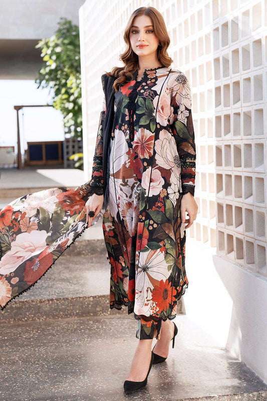 Digital Printed Khaddar Suit 3pc with Khaddar Digital Printed Dupatta & Embroidered Patches