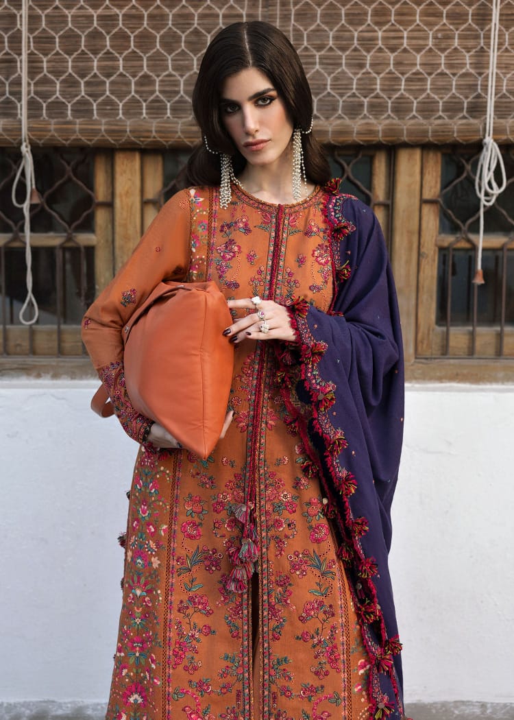 SR-MB610 Unstitched Heavy Embroidered Dhanak Suit With Embroidered Dhanak Shawl