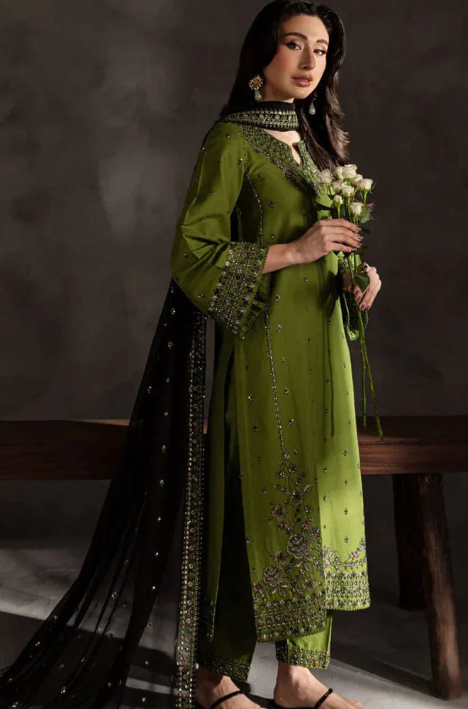 SR-IZ89333 Lawn Embroidered 3pc Suit With Bamber Chiffon Embroidered Dupatta