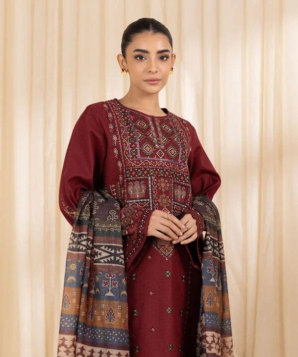 SR-SP715 Unstitched Embroidered Lawn Suit 3pc With Digital Printed Monar Dupatta