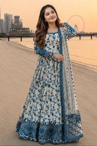 Highly Recommended SR-FS1000 Lawn Unstitched Frock Fully Embroidered 3pc Suit With Organza Embroidered Dupatta