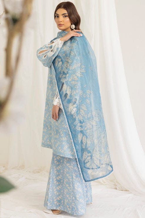 SR-MB442 Unstitched Digital Printed Lawn Suit 3pc With Digital Printed Voil Dupatta & Embroidered Patches