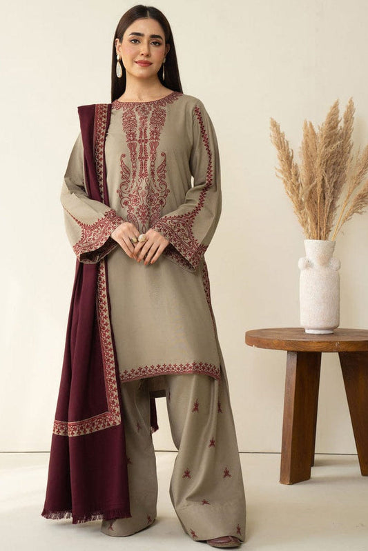 Unstitched Heavy Embroidered Dhanak Suit With Embroidered Dhanak Shawl