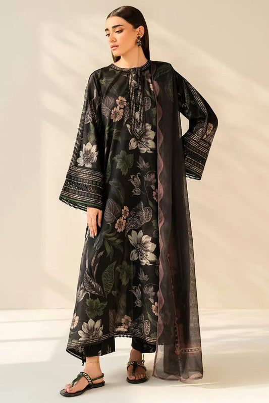 Digital Printed Khaddar Suit 3pc with Khaddar Digital Printed Dupatta & Embroidered Patches