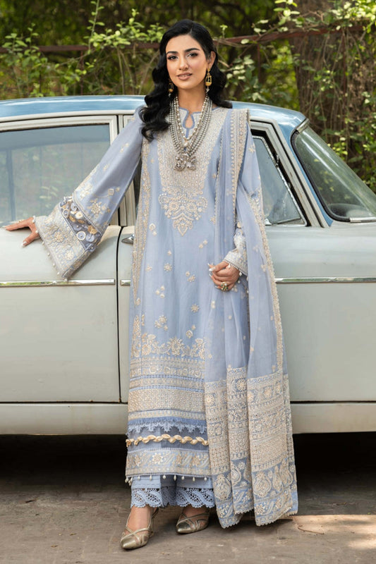 ETHNC-3PC LAWN EMBROIDERED SHIRT WITH ORGANZA EMBROIDERED DUPATTA AND TROUSER -BIC-4710