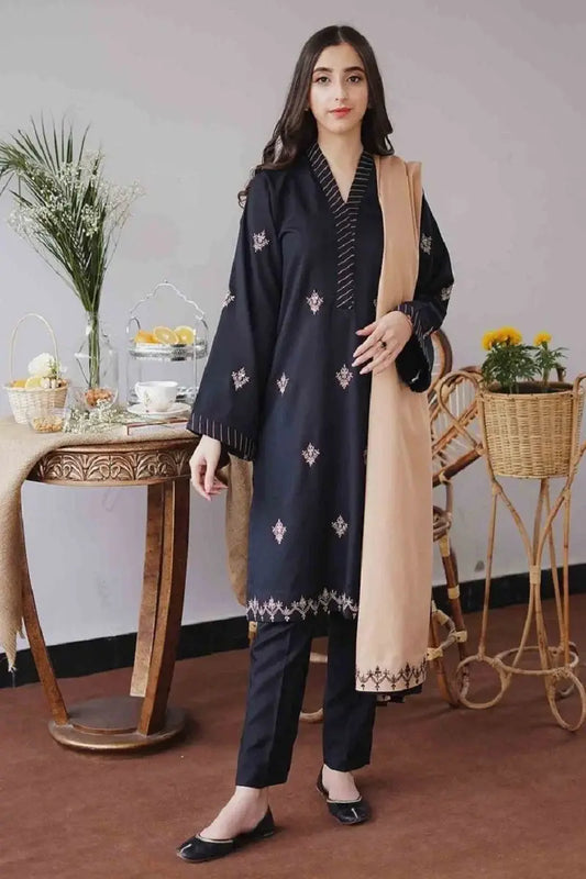 Unstitched Heavy Embroidered Dhanak Suit Embroidered Dhanak Shawl