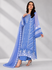 Dhanak Unstitched Embroidered 3pc Suit With Embroidered Dhanak Dupatta | LL-1010