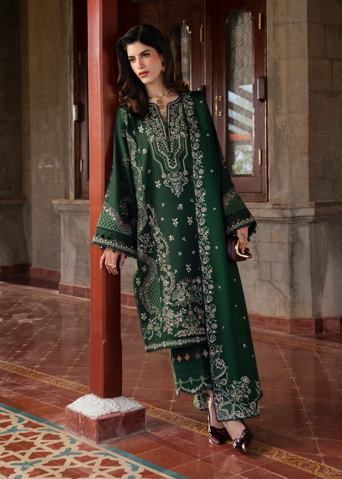 SAPPHIRE-3PC LAWN EMBROIDERED SHIRT WITH KHADDI NET EMBROIDERED DUPATTA AND TROUSER-BIC-4678