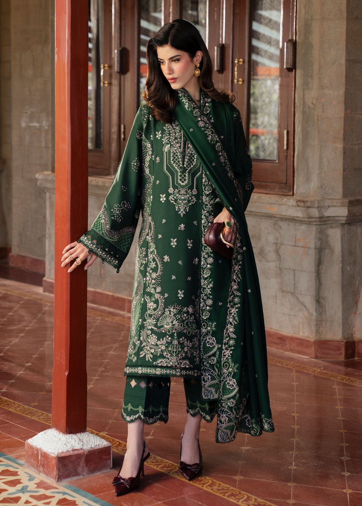 SAPPHIRE-3PC LAWN EMBROIDERED SHIRT WITH KHADDI NET EMBROIDERED DUPATTA AND TROUSER-BIC-4678