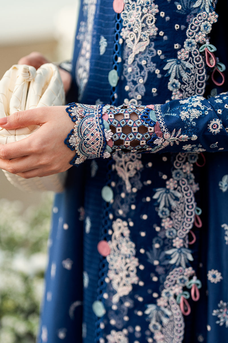 QALAMKAR-3PC LAWN EMBROIDERED SHIRT WITH KHADDI NET EMBROIDERED DUPATTA AND TROUSER-BIC-4608