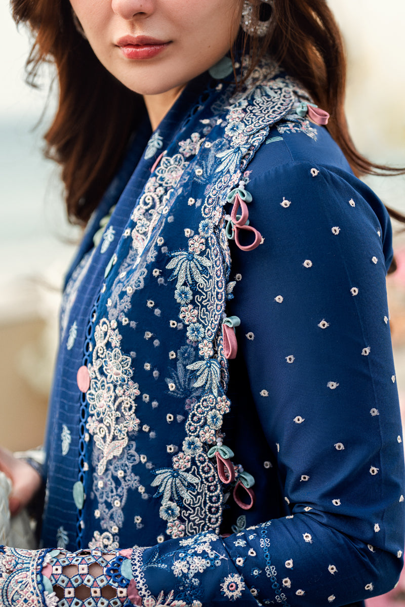 QALAMKAR-3PC LAWN EMBROIDERED SHIRT WITH KHADDI NET EMBROIDERED DUPATTA AND TROUSER-BIC-4608