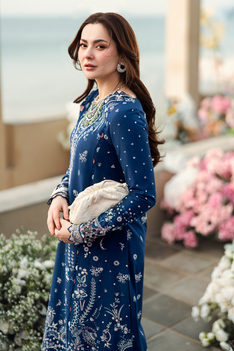QALAMKAR-3PC LAWN EMBROIDERED SHIRT WITH KHADDI NET EMBROIDERED DUPATTA AND TROUSER-BIC-4608