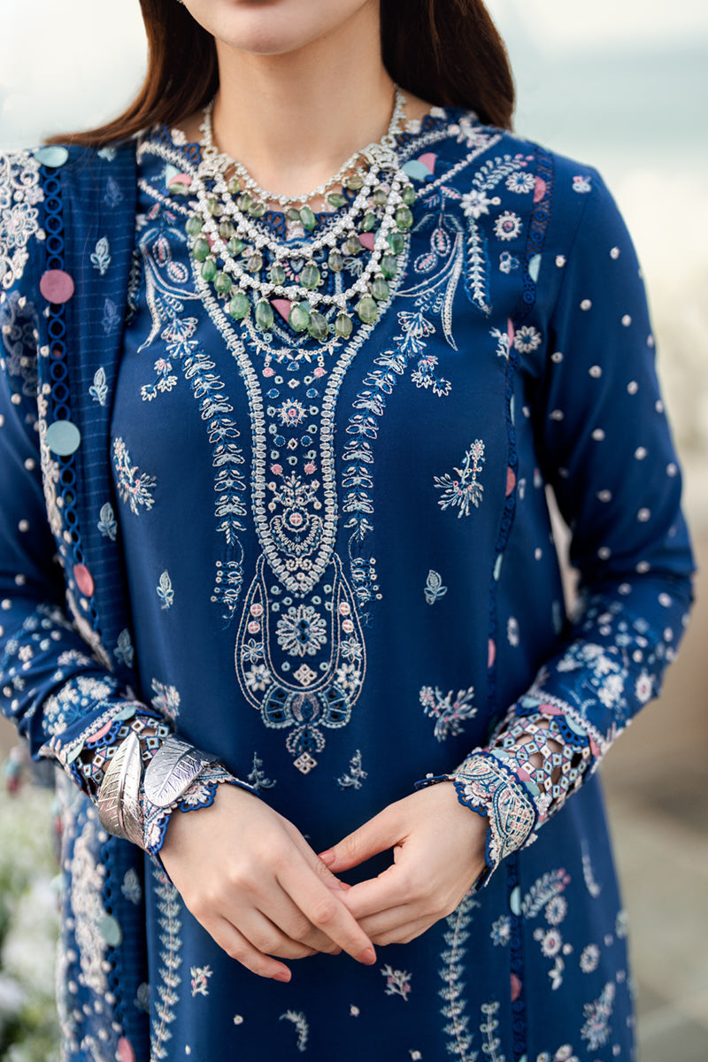 QALAMKAR-3PC LAWN EMBROIDERED SHIRT WITH KHADDI NET EMBROIDERED DUPATTA AND TROUSER-BIC-4608