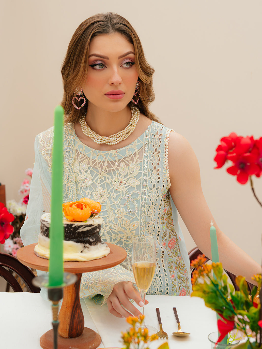 MAHNUR-3PC LAWN CHIKANKAARI EMBROIDERED SHIRT WITH KHAADI NET EMBROIDERED DUPATTA AND TROUSER -BIC-4749