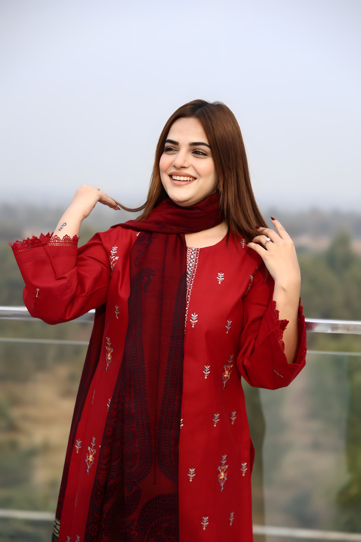 BRANDSINN-3PC KHADDAR CUTWORK EMBROIDERED SHIRT WITH KASHMIRI JACQUARD WOOL SHAWL-BIC-1552